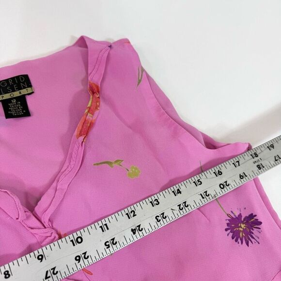 Sigrid Olsen Midi Dress Womens 12 90s Y2k Floral Surplice Sleeveless Pink - Picture 3 of 10